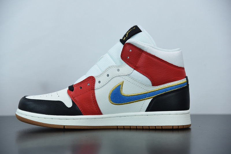 air jordan 1 mid sail red black blue dc1426-100
