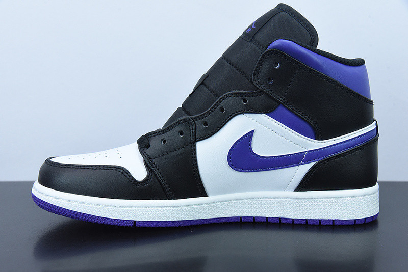 air jordan 1 mid white black purple 554724-095